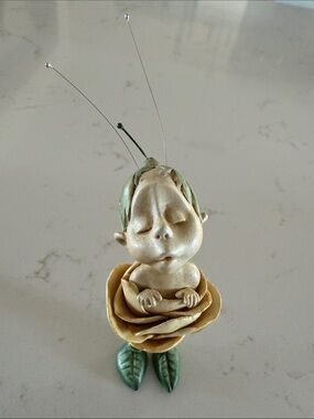 Rare Signed Tine Kamerbeek Fairy Flower Figurine with antennae